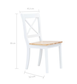 Chaises à manger lot de 6 blanc/bois clair bois d'hévéa massif