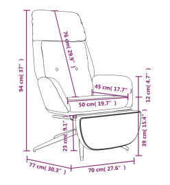 Chaise de relaxation et repose-pied Gris Cuir et similicuir