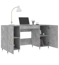 Bureau gris béton 140x50x75 cm bois d'ingénierie