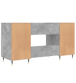 Bureau gris béton 140x50x75 cm bois d'ingénierie