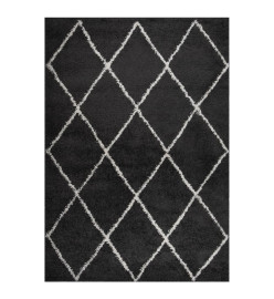 Tapis shaggy à poils longs Crème et anthracite 140x200 cm