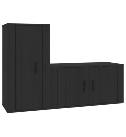 Ensemble de meubles TV 2 pcs noir bois d'ingénierie