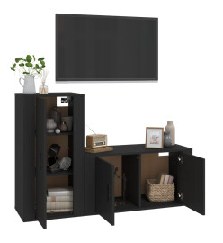 Ensemble de meubles TV 2 pcs noir bois d'ingénierie