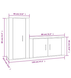 Ensemble de meubles TV 2 pcs noir bois d'ingénierie