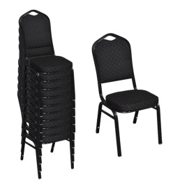 Chaises à manger lot de 10 noir tissu