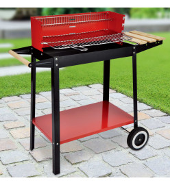 HI Gril barbecue au charbon 88x44x83 cm Rouge