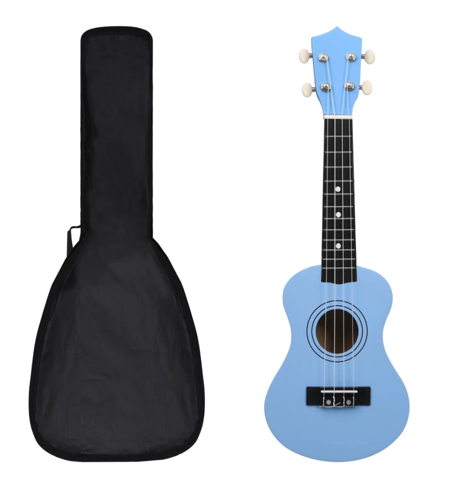 Jeu de ukulélé soprano avec sac pour enfants Bleu azuré 21"