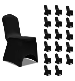 Housses élastiques de chaise Noir 18 pcs