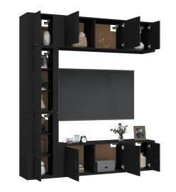 Ensemble de meubles TV 7 pcs Noir Bois d'ingénierie