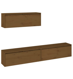 Meubles TV 3 pcs Marron miel Bois massif de pin