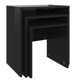 Tables basses gigognes 3 pcs Noir brillant Aggloméré