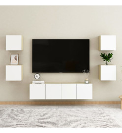 Meubles TV muraux 2 pcs Blanc et chêne sonoma 30,5x30x30 cm