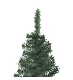 Arbre de Noël artificiel d'angle LED et boules Vert 150 cm PVC