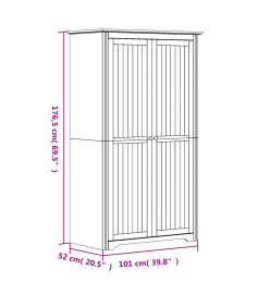 Garde-robe BODO gris 101x52x176,5 cm bois massif de pin