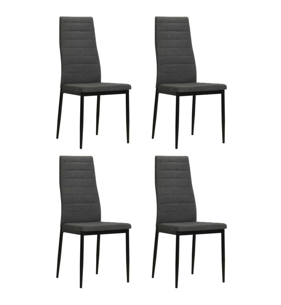 Chaises à manger lot de 4 gris foncé tissu