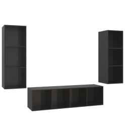 Ensemble de meuble TV 3 pcs Noir brillant Aggloméré