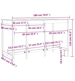 Table de bar Marron miel 180x80x110 cm Bois massif de pin