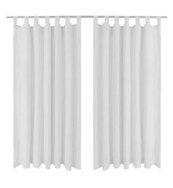 2 pcs Rideau à Passant Micro Satin Blanc 140 x 245 cm