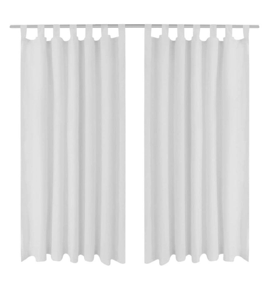 2 pcs Rideau à Passant Micro Satin Blanc 140 x 245 cm