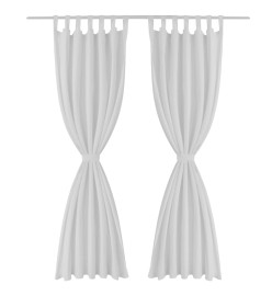 2 pcs Rideau à Passant Micro Satin Blanc 140 x 245 cm