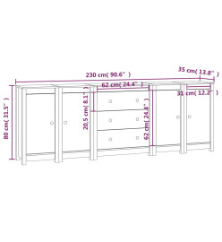 Buffet Marron miel 230x35x80 cm Bois massif de pin