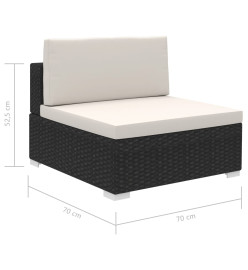 Salon de jardin avec coussins 8 pcs résine tressée noir
