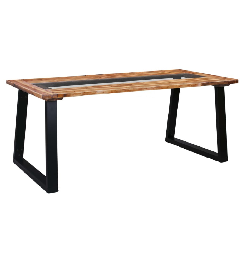 Table de salle à manger 180x90x75 cm Bois d'acacia et verre