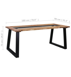 Table de salle à manger 180x90x75 cm Bois d'acacia et verre