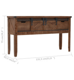 Table console Bois massif de sapin 131 x 35,5  x 75 cm Marron