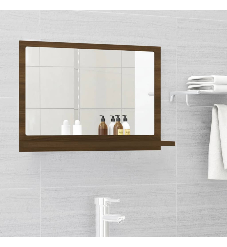 Miroir de bain Chêne marron 60x10,5x37 cm Bois d'ingénierie