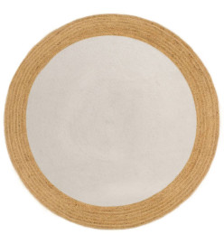 Tapis tressé Blanc et naturel 180 cm Jute et coton Rond