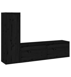 Meubles TV 3 pcs Noir Bois massif de pin