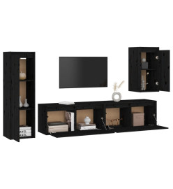 Meubles TV 4 pcs Noir Bois massif de pin