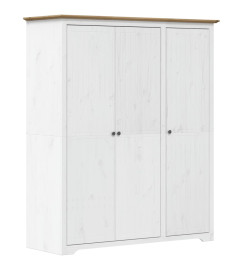 Garde-robe BODO blanc marron 151,5x52x176,5 cm bois massif pin