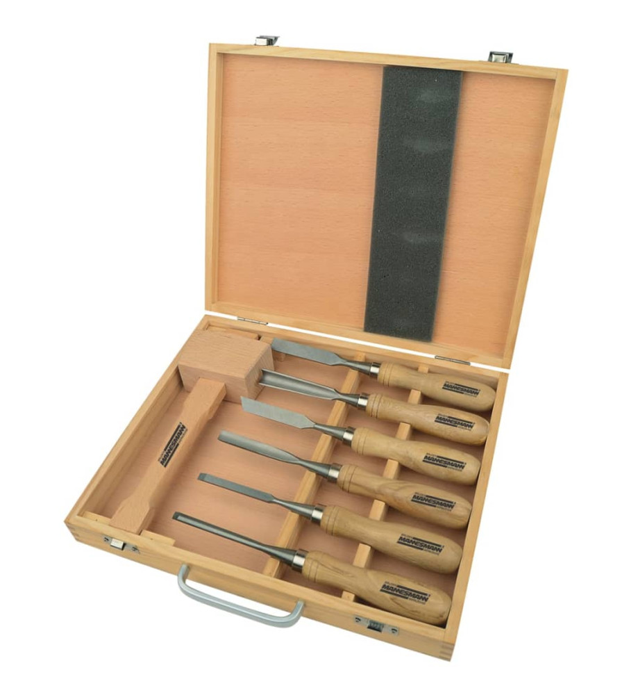 Brüder Mannesmann Ensemble d'outils de sculpture en bois 7 pcs 66107