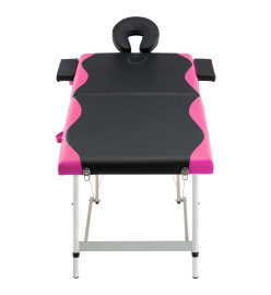 Table de massage pliable 2 zones Aluminium Noir et rose