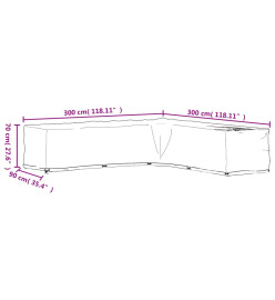 Housses de salon de jardin en forme de L 2 pcs 20 œillets