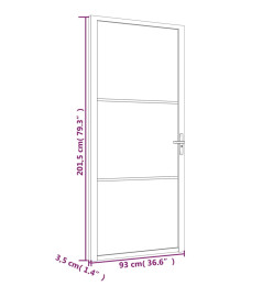 Porte intérieure 93x201,5 cm Blanc Verre ESG et aluminium