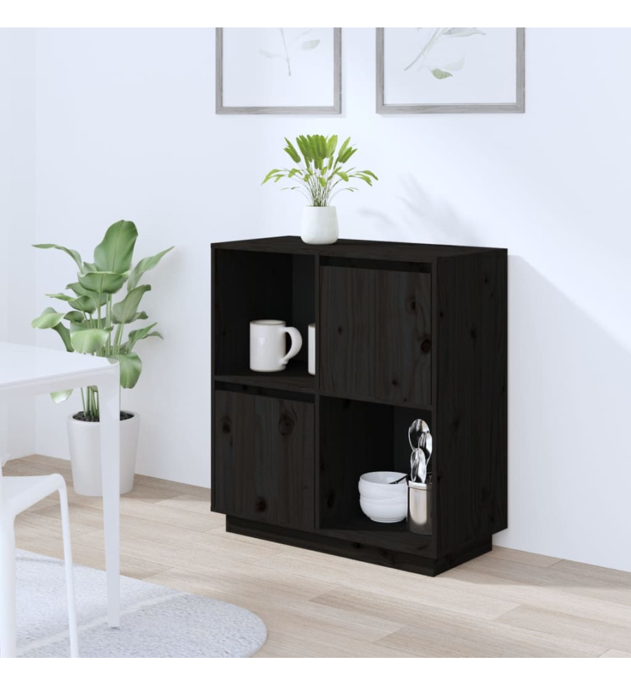 Buffet Noir 74x35x80 cm Bois massif de pin