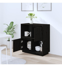 Buffet Noir 74x35x80 cm Bois massif de pin