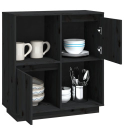 Buffet Noir 74x35x80 cm Bois massif de pin