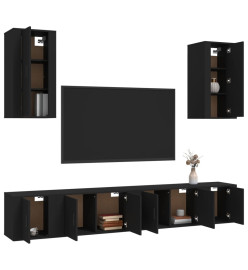 Ensemble de meubles TV 6 pcs Noir Bois d'ingénierie