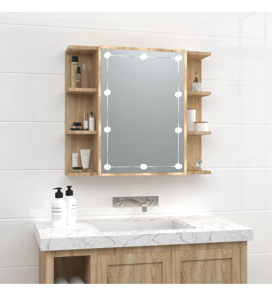 Armoire à miroir avec LED Chêne sonoma 70x16,5x60 cm