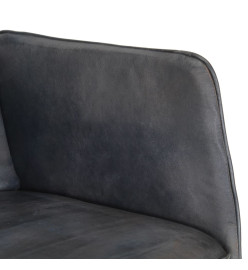 Chaise à bascule avec repose-pied Gris Cuir véritable