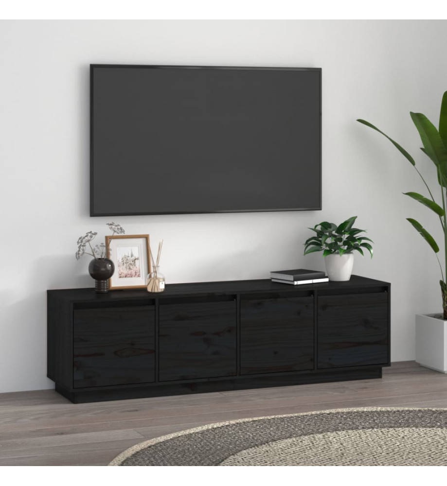 Meuble TV Noir 156x37x45 cm Bois de pin massif