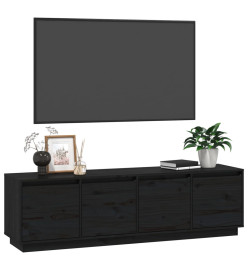 Meuble TV Noir 156x37x45 cm Bois de pin massif