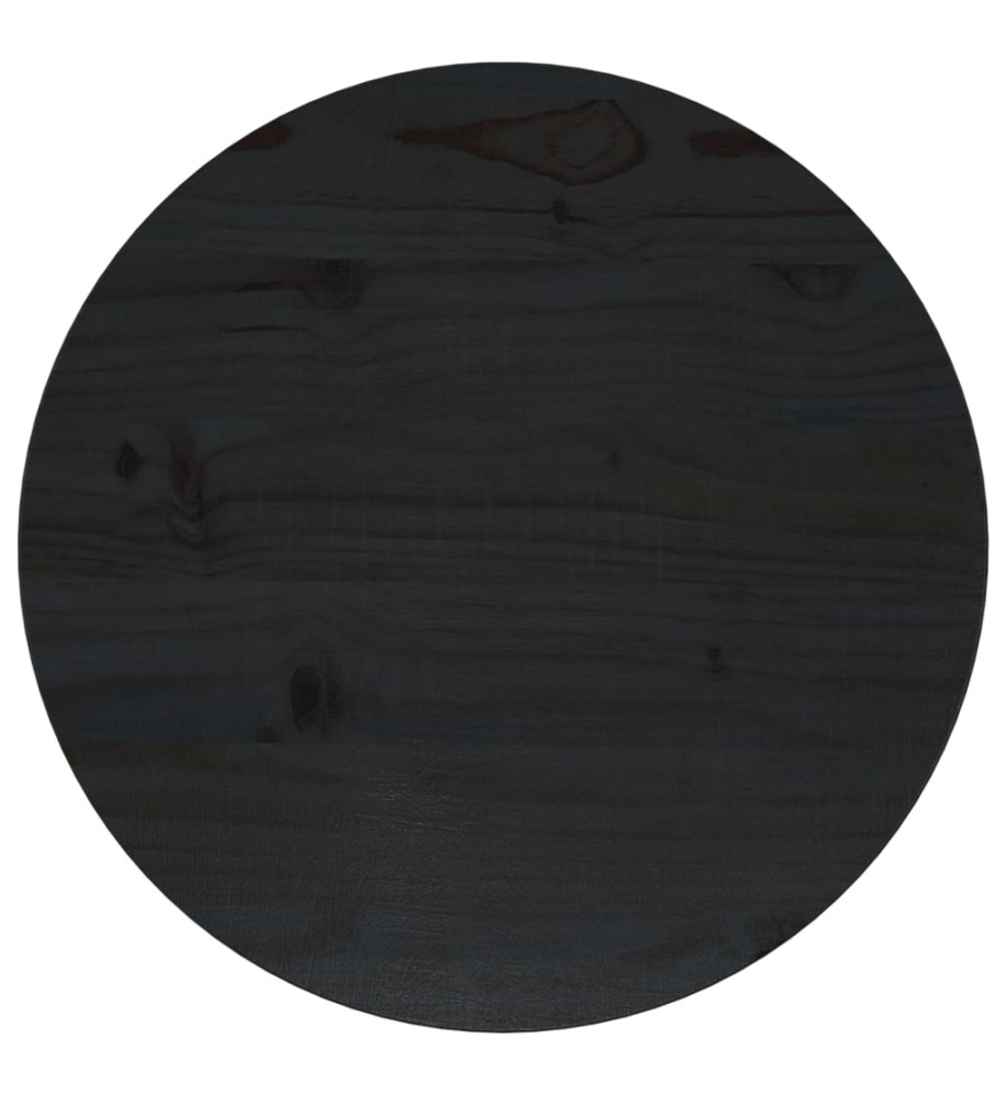 Dessus de table Noir Ø40x2,5 cm Bois de pin massif