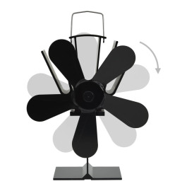 Ventilateur de poêle alimenté par chaleur 5 pales Noir