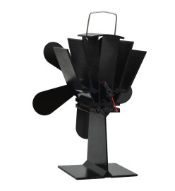 Ventilateur de poêle alimenté par chaleur 5 pales Noir