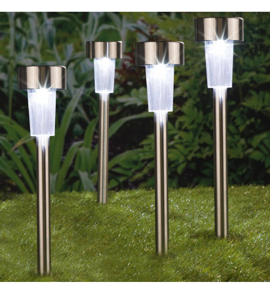 HI Lampes de jardin à LED solaires 4 pcs Acier inoxydable 36 cm